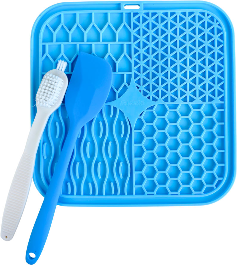 Brinquedo Interativo Tapete de Lamber Kit Fuzzie Azul para Cães e Gatos - Tam. Único