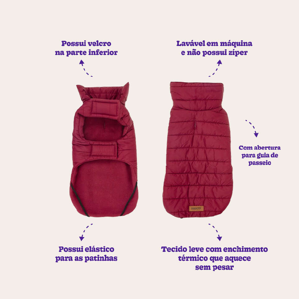 Jaqueta Meau Puffer Vinho Bordô - Tam. 10