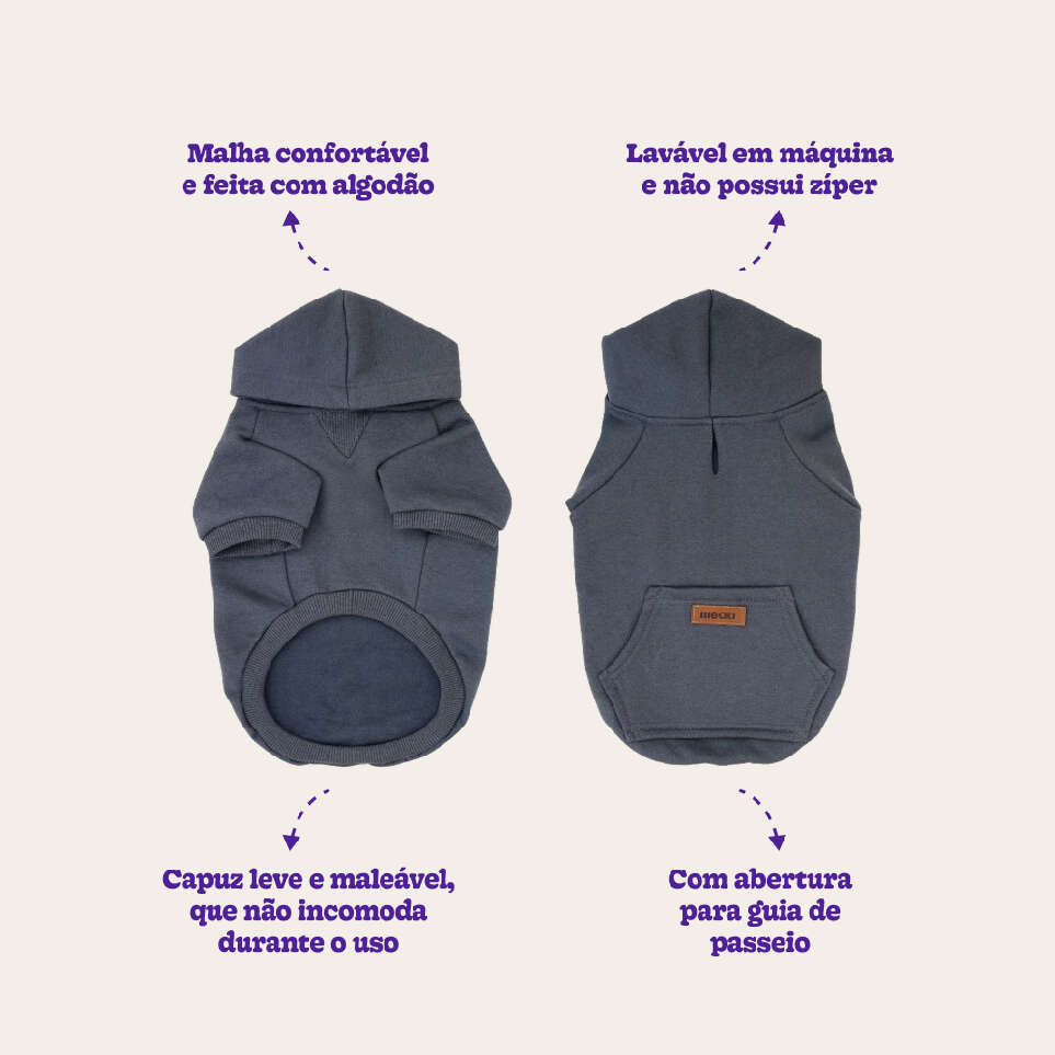 Moletom com Capuz Meau Cinza Escuro - Tam. 04