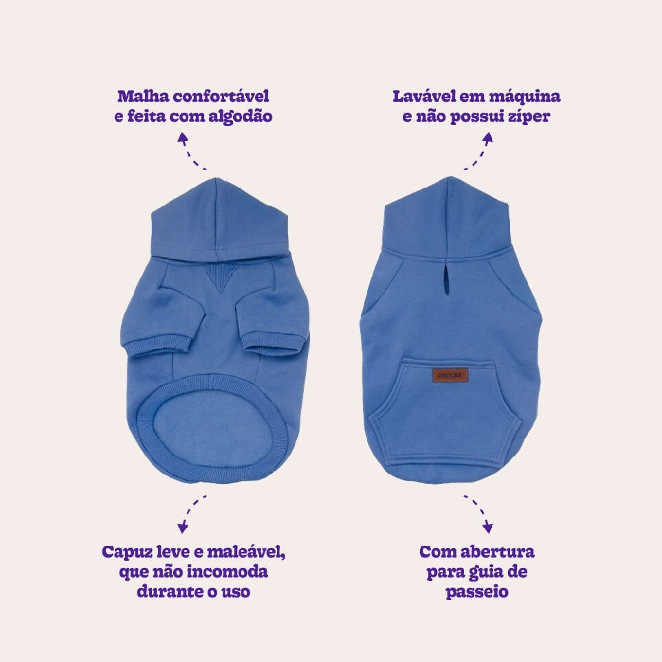 Moletom com Capuz Meau Azul Claro - Tam. 05