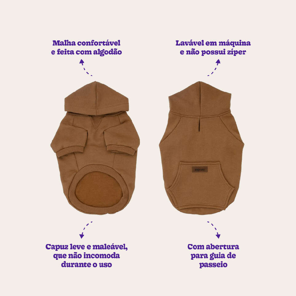 Moletom com Capuz Meau Marrom - Tam. 09