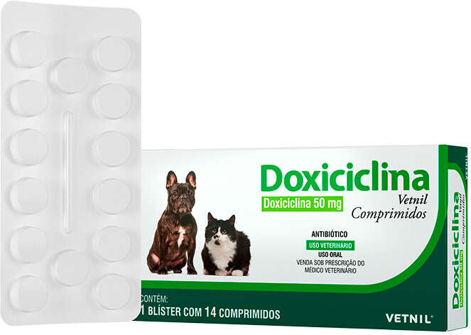 Antibiótico Vetnil Doxiciclina 50 mg para Cães e Gatos - 14 Comprimidos
