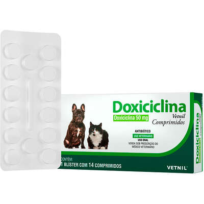 Antibiótico Vetnil Doxiciclina 50 mg para Cães e Gatos”