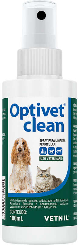 Spray para Limpeza Periocular Vetnil Optivet Clean para Cães e Gatos - 100 mL