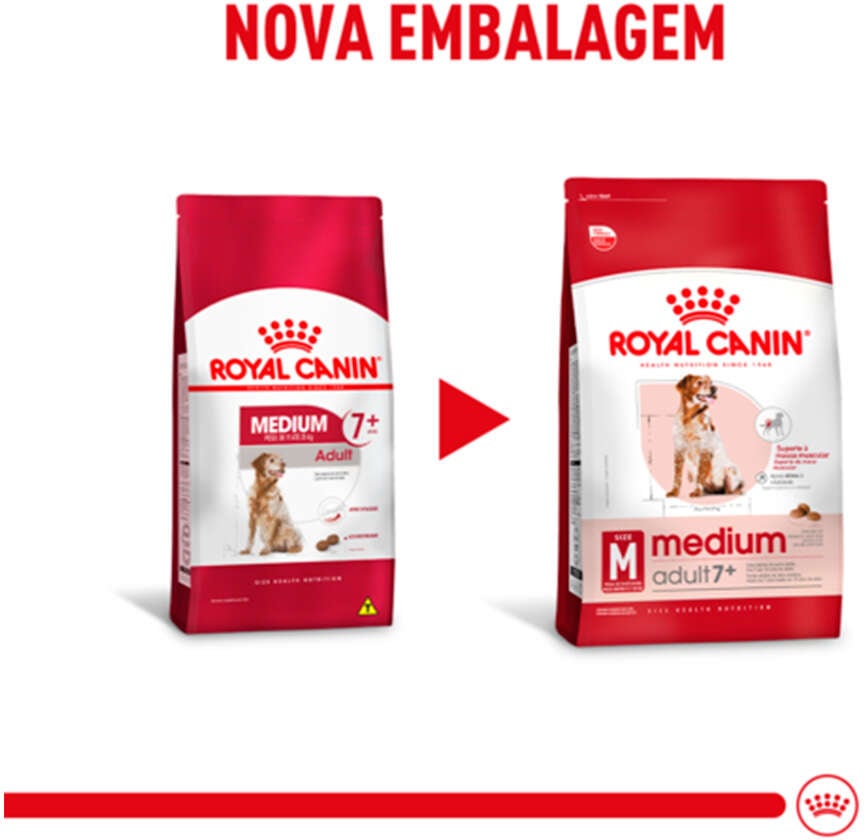 Ração Seca Royal Canin Medium Adult 7+ para Cães Adultos de Porte Médio - 12 KG