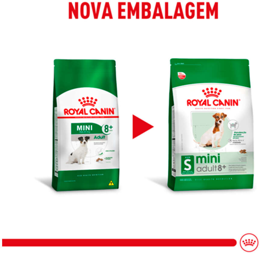 Ração Royal Canin Mini Adult 8+ para Cães Adultos de Raças Pequenas com 8 Anos ou mais - 7,5Kg