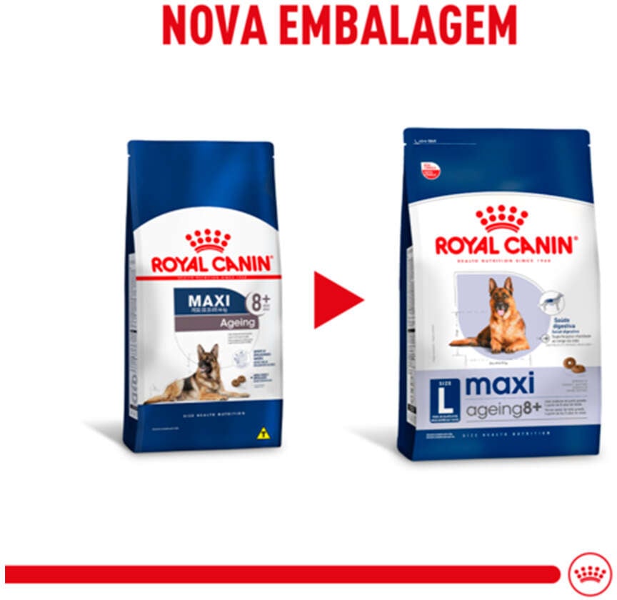 Ração Seca Royal Canin Maxi Ageing 8+ para Cães Idosos de Porte Grande - 12 KG