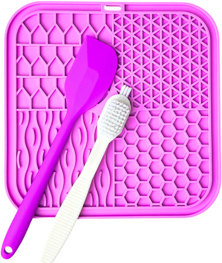 Brinquedo Interativo Tapete de Lamber Kit Fuzzie Roxo para Cães e Gatos - Tam. Único