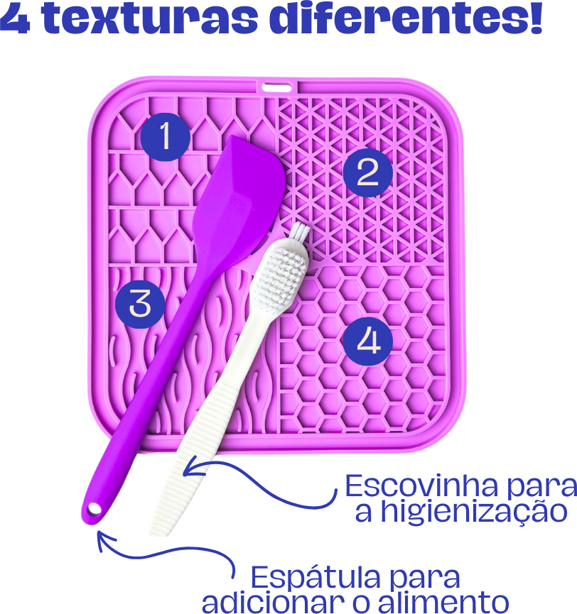 Brinquedo Interativo Tapete de Lamber Kit Fuzzie Roxo para Cães e Gatos - Tam. Único