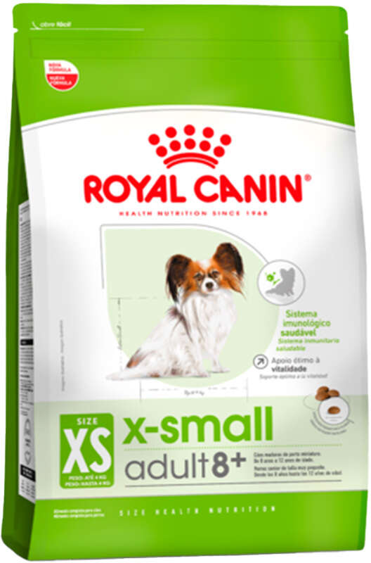 Ração Royal Canin X-Small Adulto 8+ para Cães Adultos e Idosos de Porte Miniatura - 2,5Kg