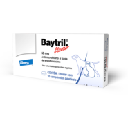Antibiótico Elanco Baytril Flavour 50 mg para Cães e Gatos de até 10Kg - 10 Comprimidos