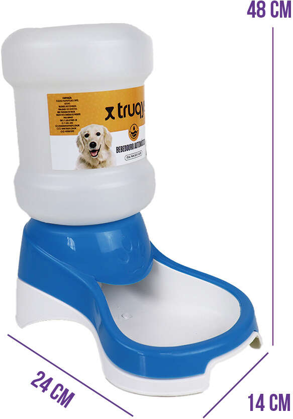 Bebedouro Automático Truqys Pets Azul com Galão - 2 Litros
