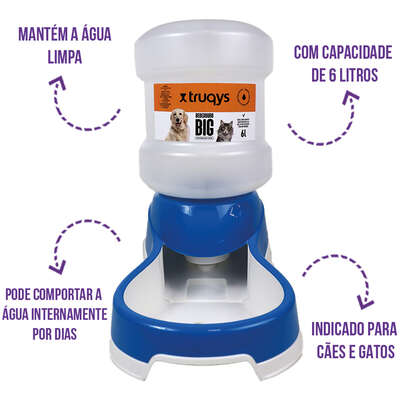 Bebedouro Automático Truqys Pets Azul com Galão