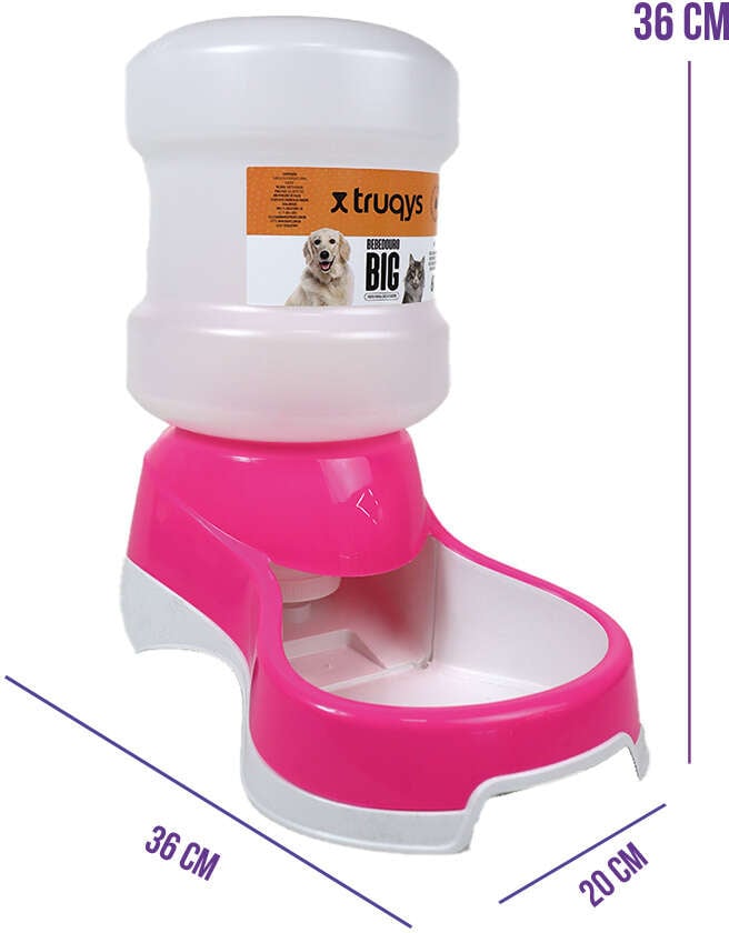 Bebedouro Automático Truqys Pets Rosa com Galão - 6 Litros