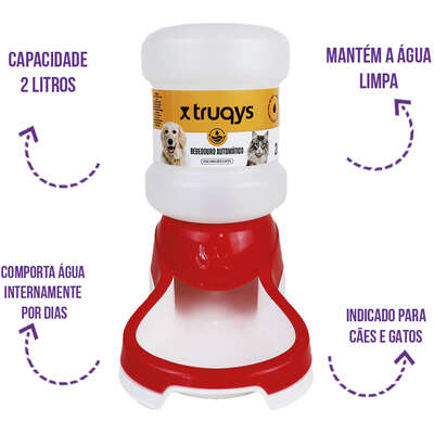 Bebedouro Automático Truqys Pets Vermelho com Galão”