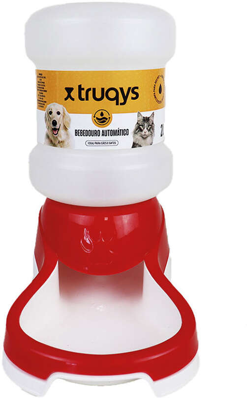 Bebedouro Automático Truqys Pets Vermelho com Galão - 6 Litros