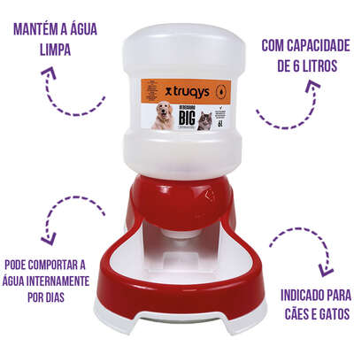 Bebedouro Automático Truqys Pets Vermelho com Galão”