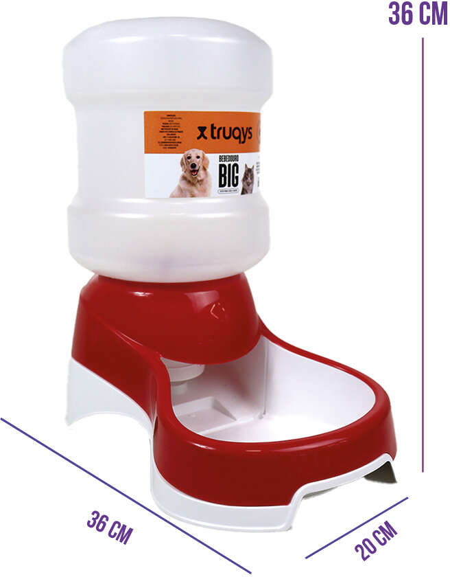 Bebedouro Automático Truqys Pets Vermelho com Galão - 6 Litros