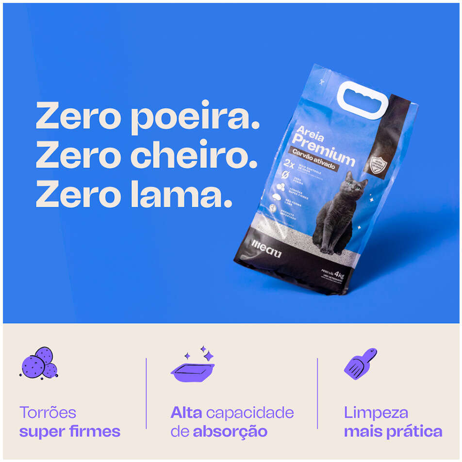 Areia Higiênica Meau Premium para Gatos - 4Kg