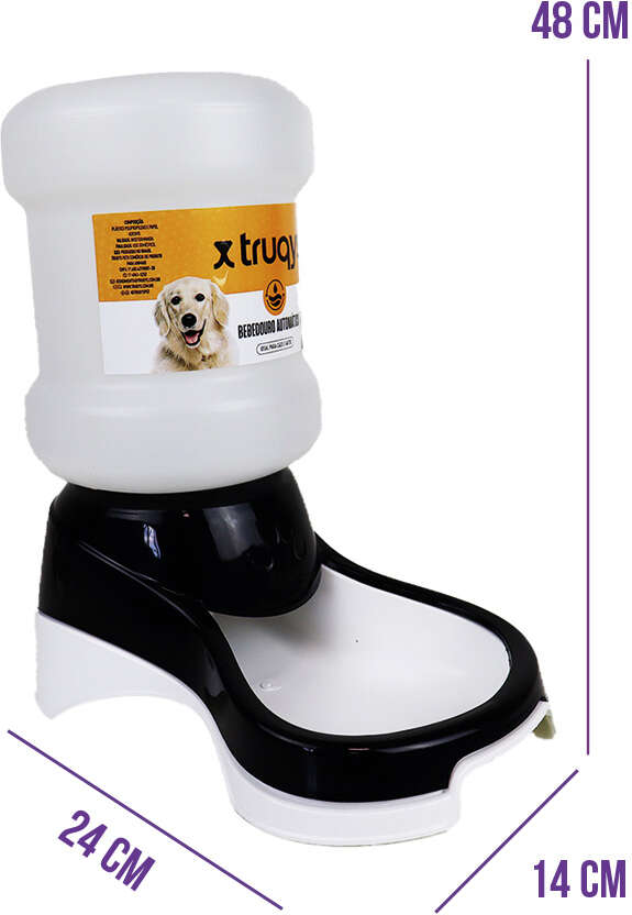 Bebedouro Automático Truqys Pets Preto com Galão - 2 Litros
