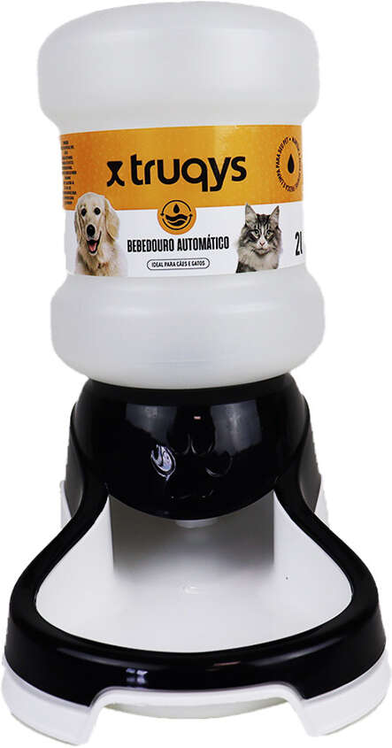 Bebedouro Automático Truqys Pets Preto com Galão - 2 Litros