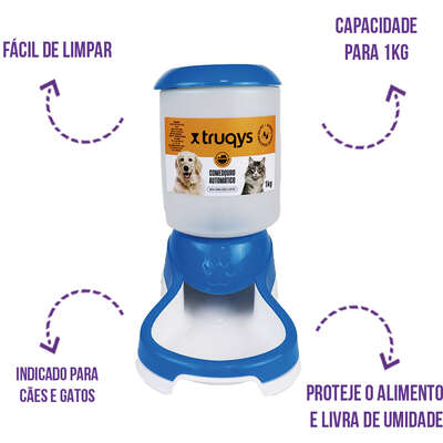 Comedouro Automático Truqys Pets Azul com Galão
