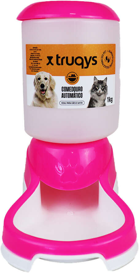 Comedouro Automático Truqys Pets Rosa com Galão - 1Kg