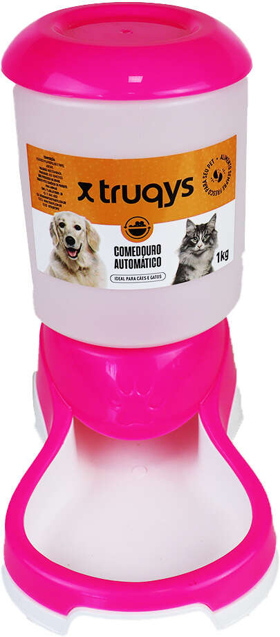 Comedouro Automático Truqys Pets Rosa com Galão - 1Kg