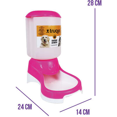 Comedouro Automático Truqys Pets Rosa com Galão”