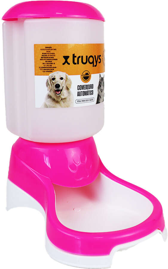 Comedouro Automático Truqys Pets Rosa com Galão - 1Kg