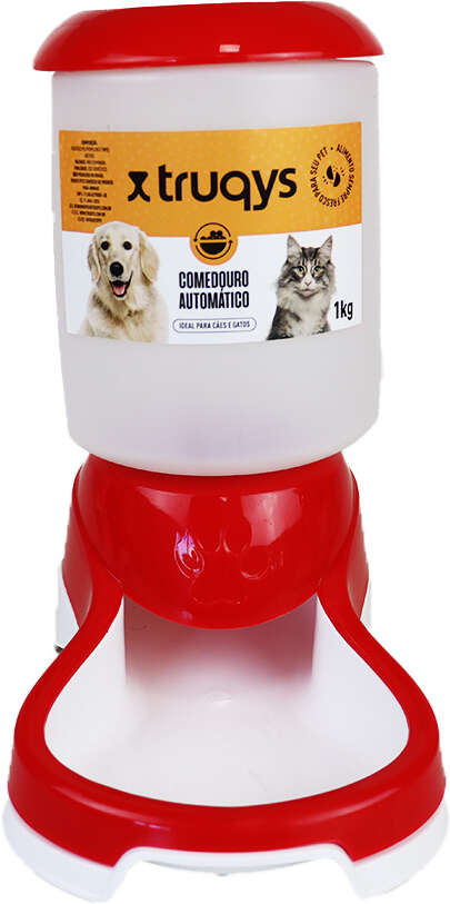 Comedouro Automático Truqys Pets Vermelho com Galão - 1Kg