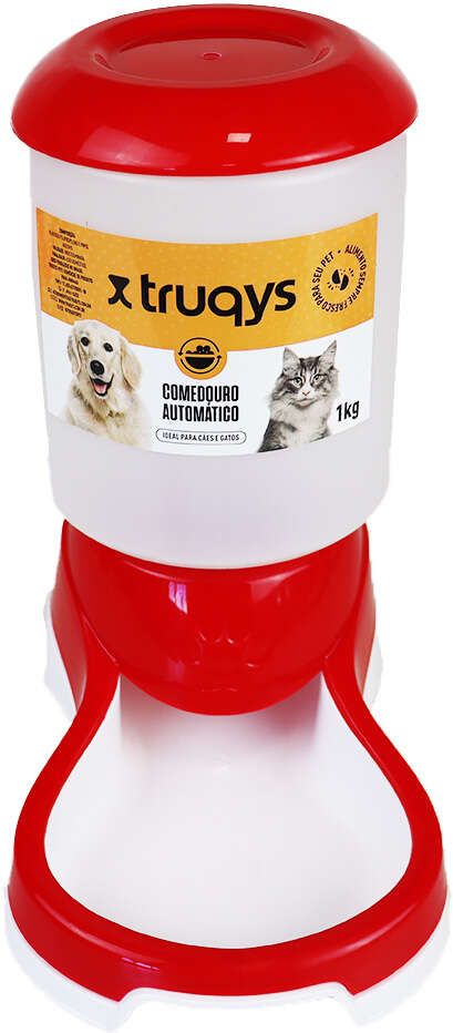 Comedouro Automático Truqys Pets Vermelho com Galão - 1Kg