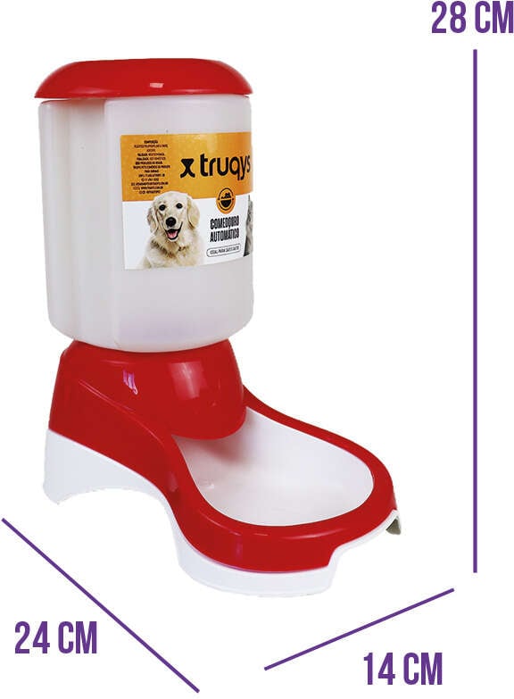Comedouro Automático Truqys Pets Vermelho com Galão - 1Kg