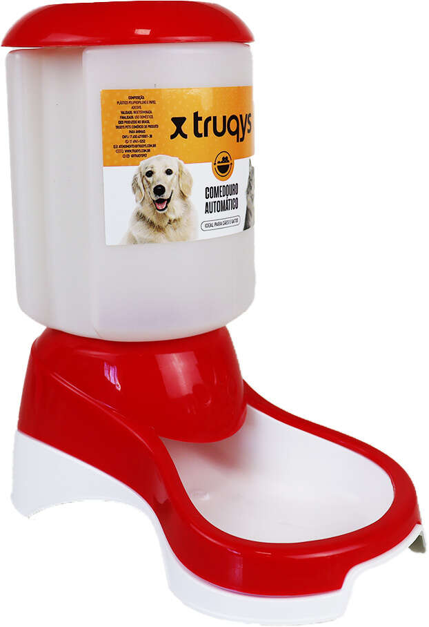 Comedouro Automático Truqys Pets Vermelho com Galão - 1Kg