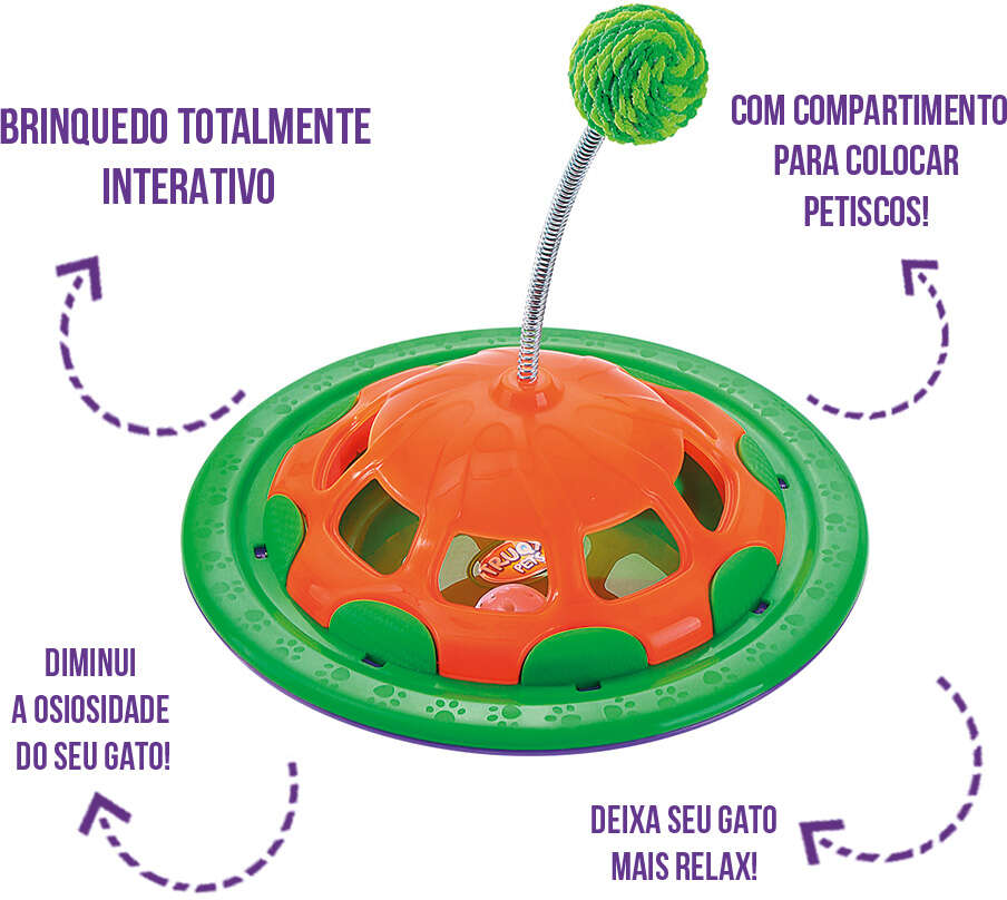 Brinquedo Truqys Pets Nav Cat - Verde com Laranja - Tam. Único