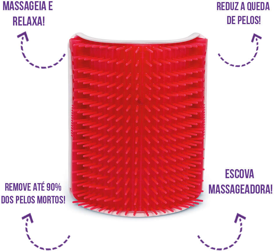 Escova Massageadora Truqys Pet Coçadinha - Vermelha