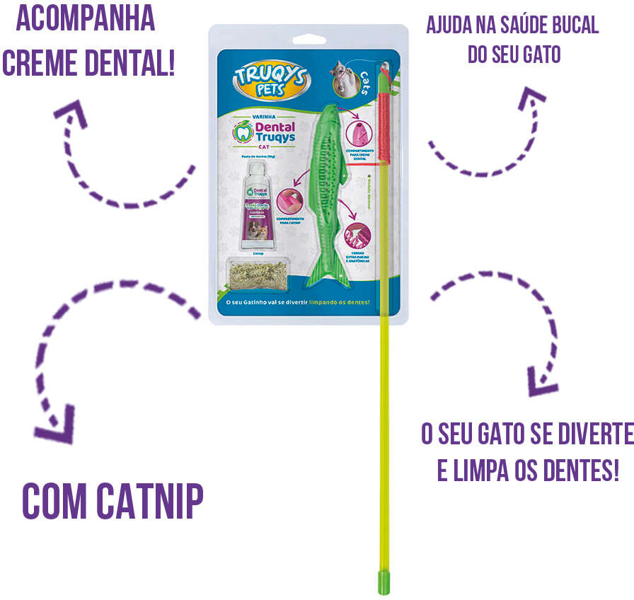 Brinquedo Varinha Dental Verde para Gatos - Tam. Único