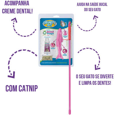 Brinquedo Varinha Dental Rosa para Gatos