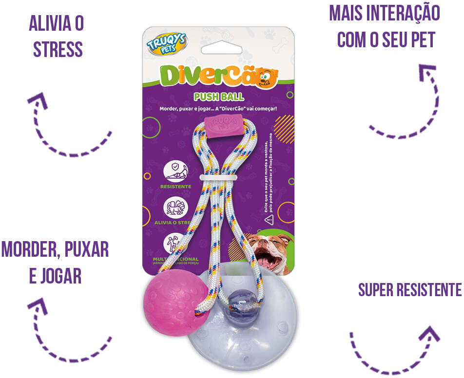 Brinquedo Push Ball Divercão Rosa - Tam. Único