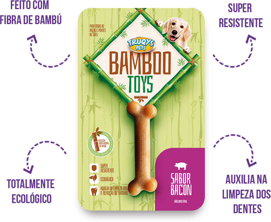 Brinquedo Osso de Bamboo I Natural - Tam. P
