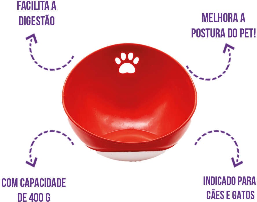 Comedouro Inclinado Vermelho - Tam. G