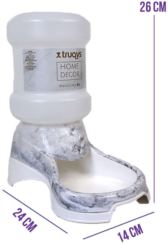 Bebedouro Automático Truqys Pet com Galão Carrara para Cães e Gatos - 2 Litros