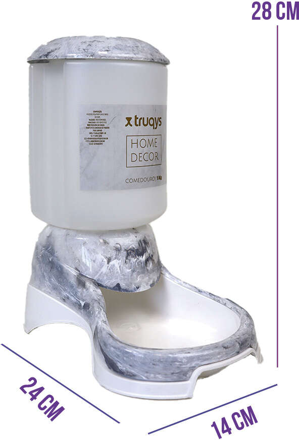 Comedouro Automático Truqys Pet com Galão Carrara para Cães e Gatos - 1Kg