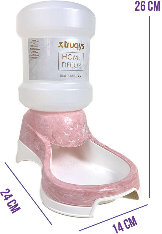 Bebedouro Automático Truqys Pet com Galão Rosé para Cães e Gatos - 2 Litros