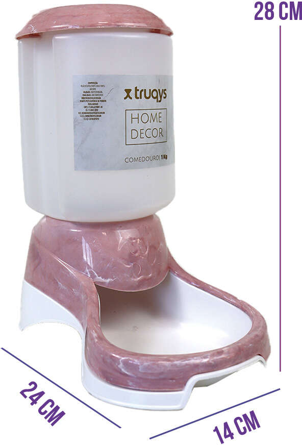 Comedouro Automático Truqys Pet com Galão Rosé para Cães e Gatos - Tam. Único