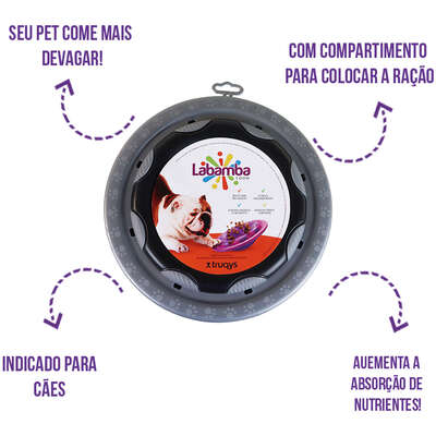 Comedouro Interativo Truqys Pet Labamba Food Eco Prata para Cães”
