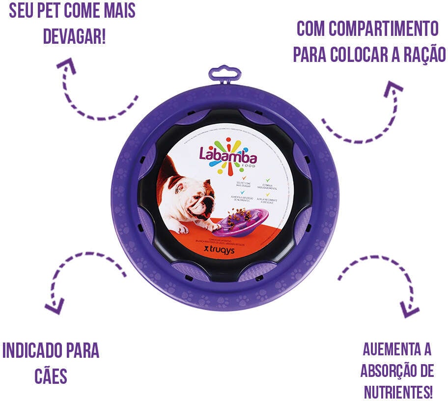 Comedouro Interativo Truqys Pet Labamba Food Eco Lilás para Cães - Tam. Único