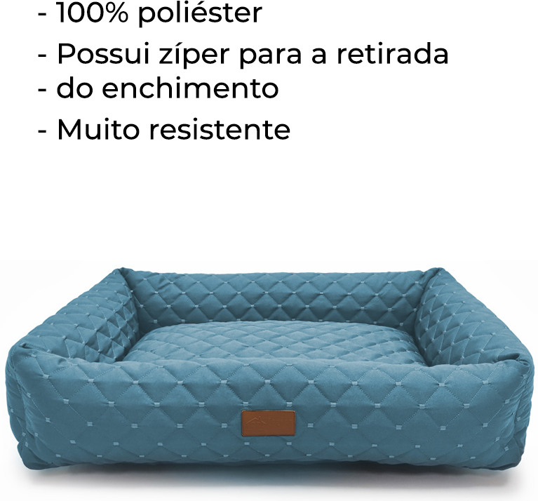 Cama Retangular Fábrica Pet Matelasse Azul - Tam. M