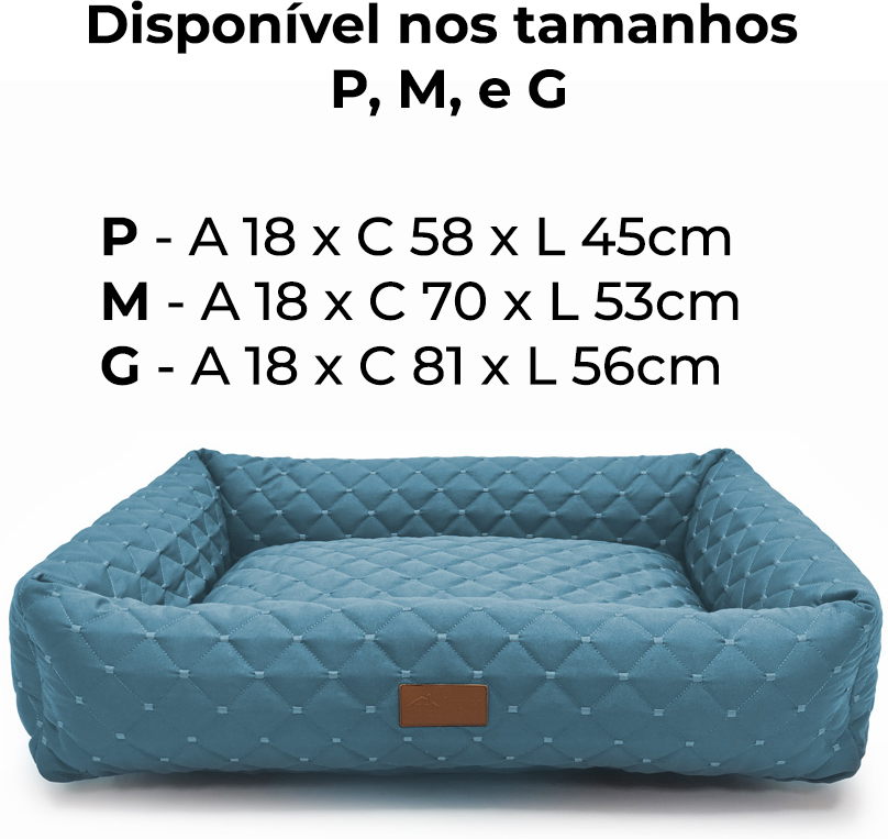 Cama Retangular Fábrica Pet Matelasse Azul - Tam. M
