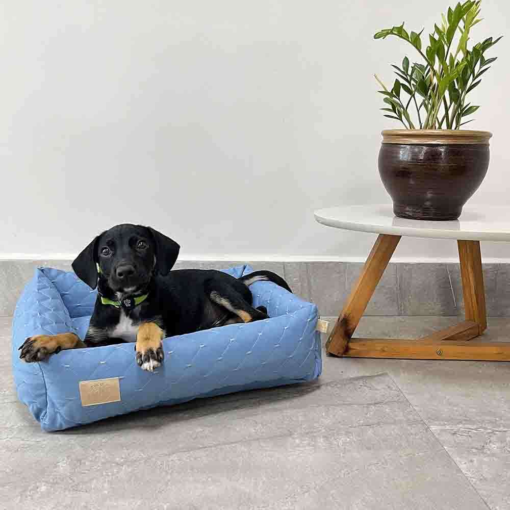 Cama Retangular Fábrica Pet Matelasse Azul - Tam. M